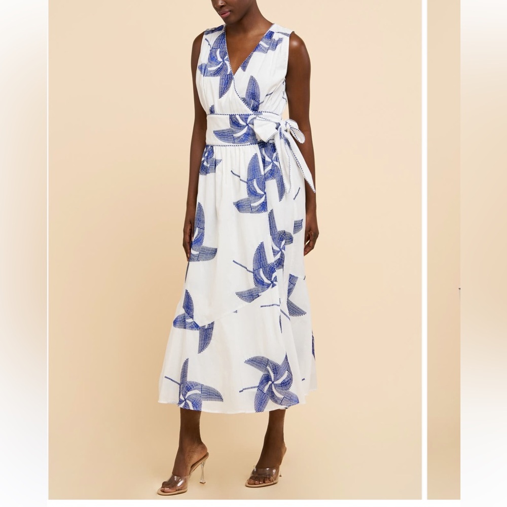 CIEBON🔥 Kaiden Embroidered Tie Belt Maxi Wrap Dress - Picture 6 of 13